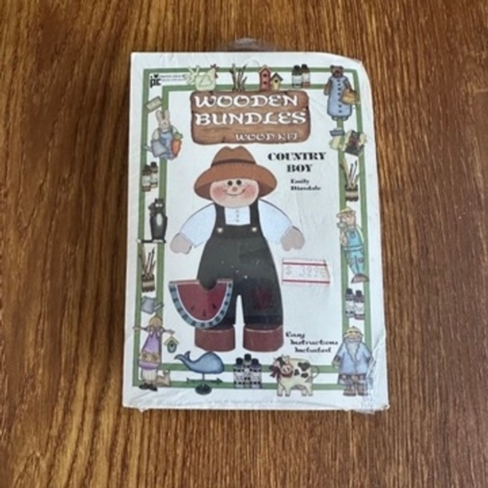 Vintage 1990s Wooden Bundles Wood Kit Country Boy Emily Dinsdale NEW Folk Art